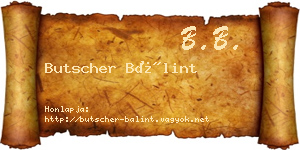 Butscher Bálint névjegykártya